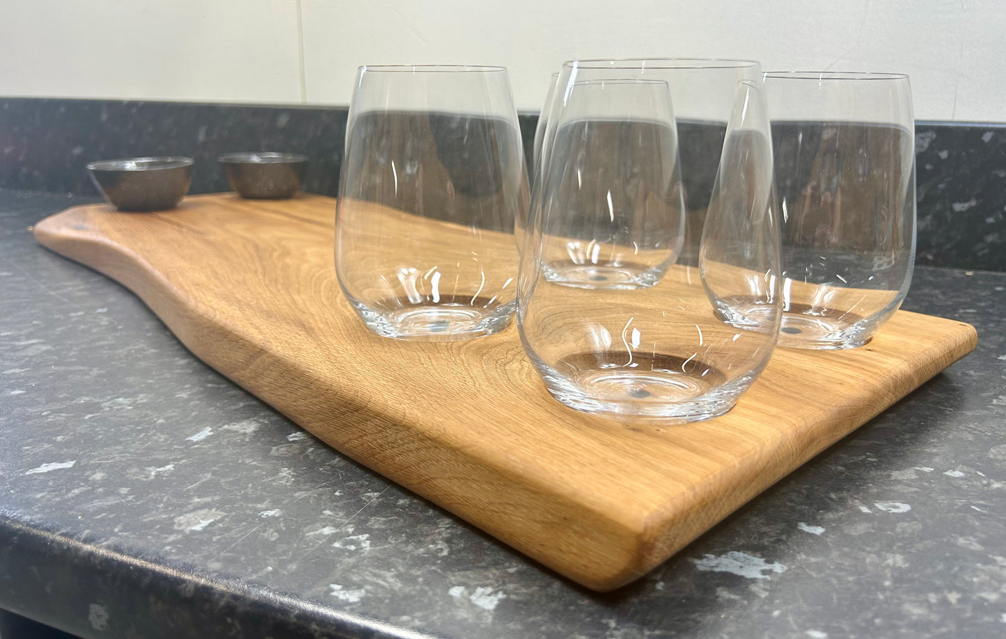 Wine & Cheese Board with 4 wine glasses & 2 dipping bowls (4WCh-1377)