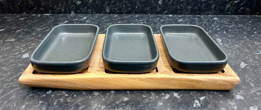Serving Board with 3 Rectangular Dishes (3rct-1021)