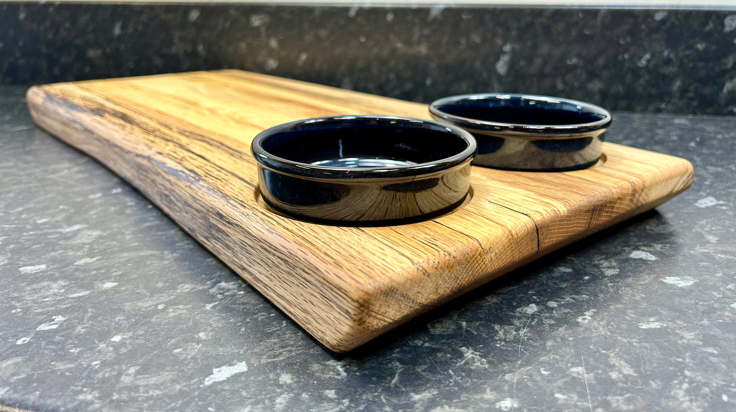 Serving Board with 2 x 10cm “Azul” tapas dishes (2TpA-1374)
