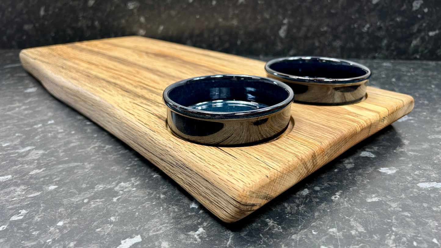 Serving Board with 2 x 10cm “Azul” tapas dishes (2TpA-1375)