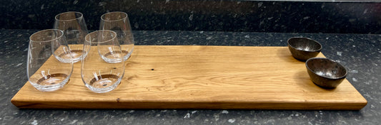 Wine & Cheese Board with 4 wine glasses & 2 dipping bowls (4WCh-758)