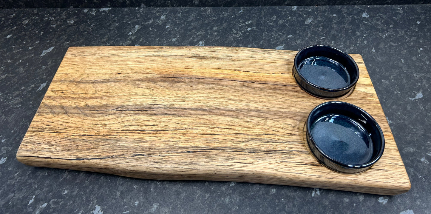 Serving Board with 2 x 10cm “Azul” tapas dishes (2TpA-1375)