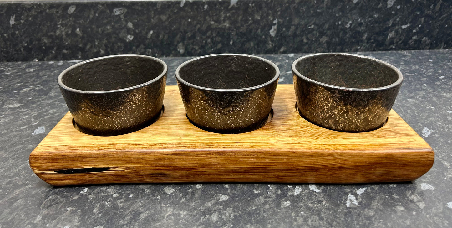 Serving Board with 3 Oxide 12cm Bowls (3Ox12-1346)