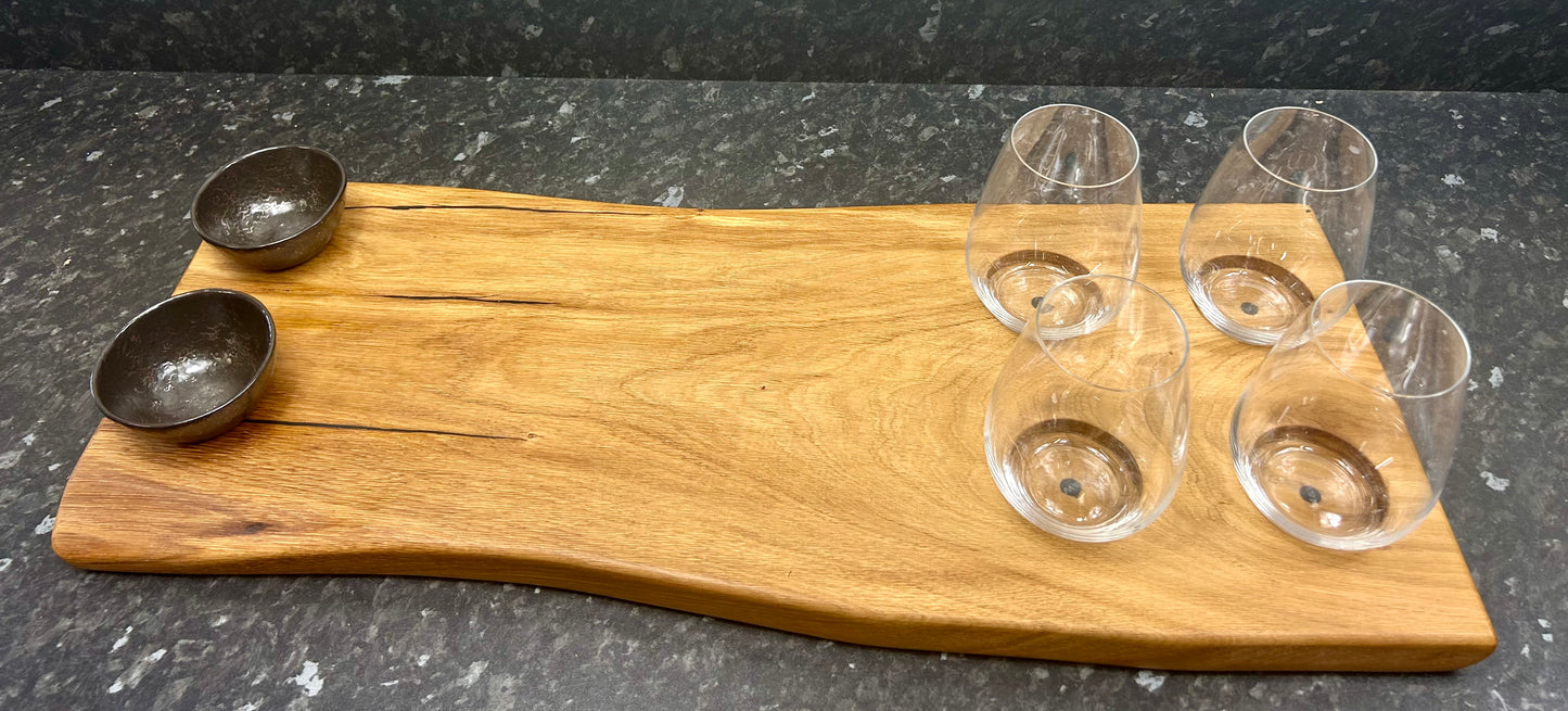 Wine & Cheese Board with 4 wine glasses & 2 dipping bowls (4WCh-1377)