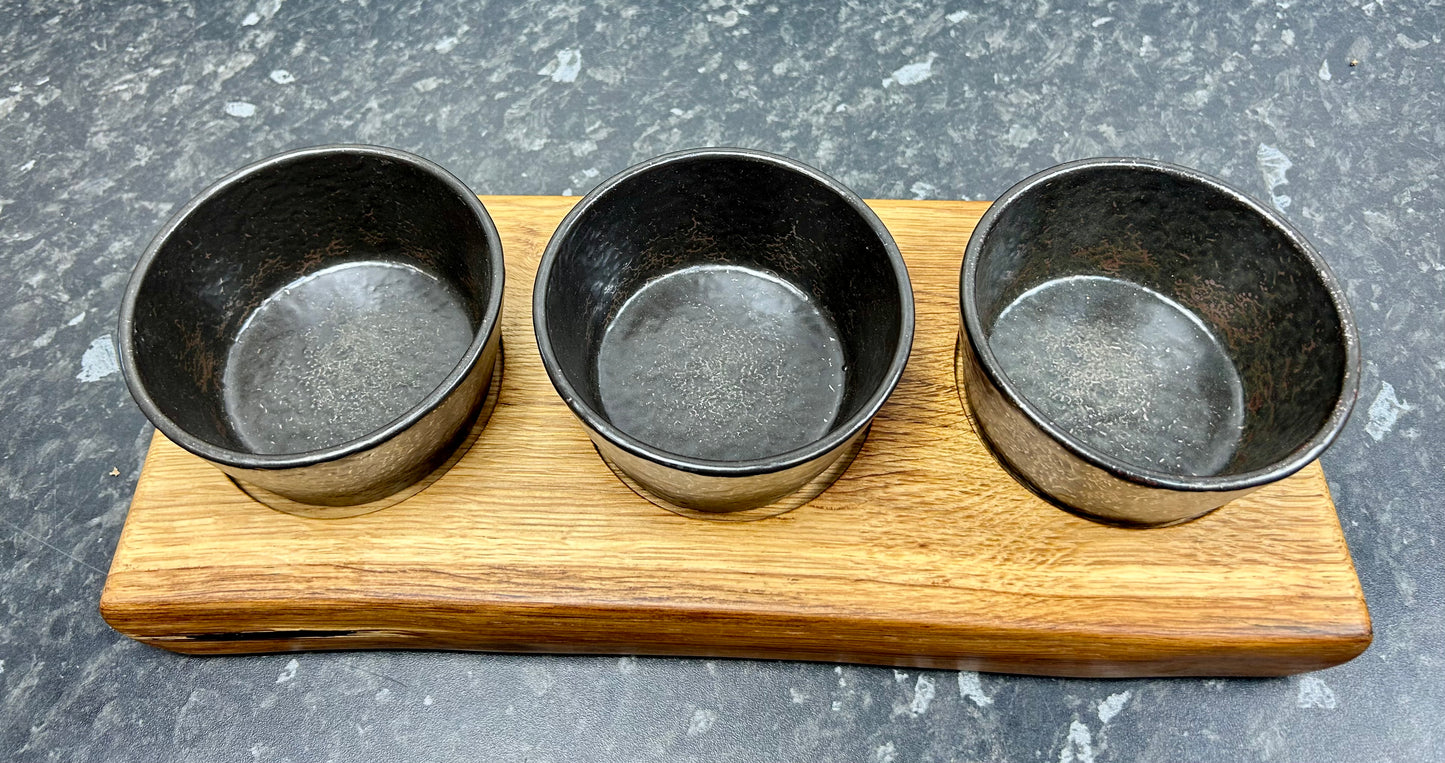 Serving Board with 3 Oxide 12cm Bowls (3Ox12-1346)
