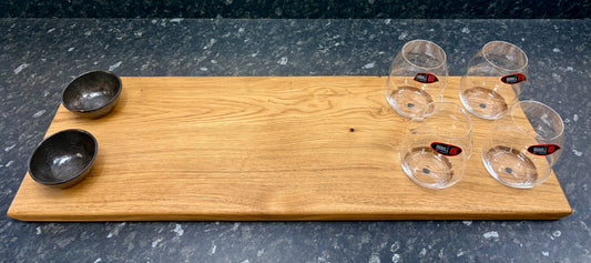 Wine & Cheese Board with 4 wine glasses & 2 dipping bowls (4WCh-758)