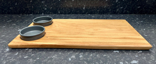 Serving Board with 2 x 10cm Carbon tapas dishes (2TpC-1376)