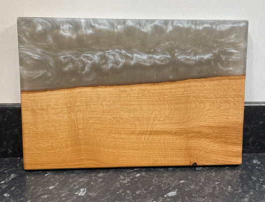 Oak & Silver Grey Resin Serving Board (Str-1319)